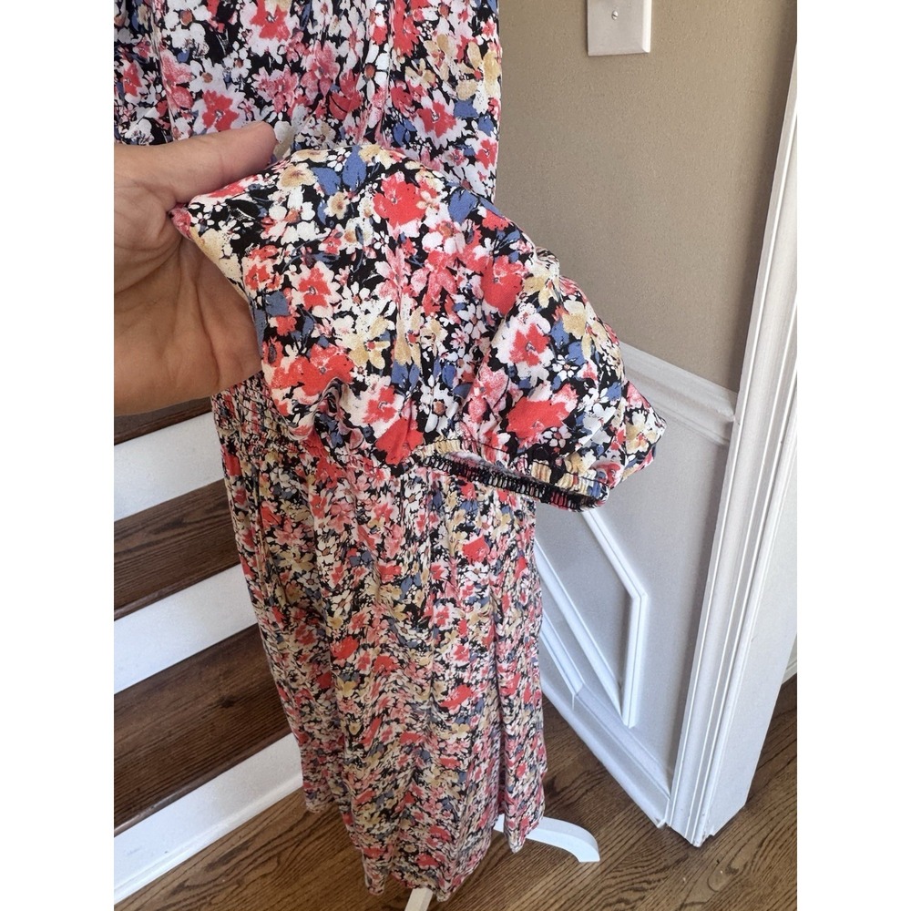 Terra & Sky Floral Smocked Mini Dress Womens 2x Square Neck 3/4 Sleeve - Picture 12 of 13